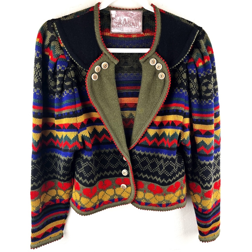 Vintage Wesenjak Tirol Folk Jacket Puff Arm Pure New Wool Size 12 Germany